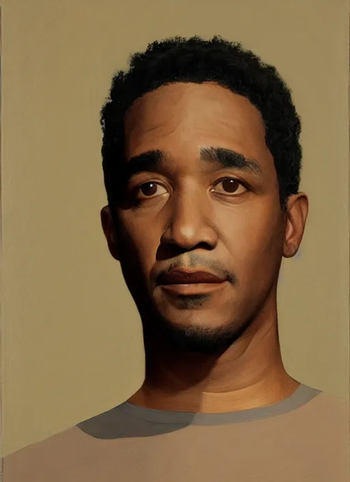 Image similar to a portrait painting of Q-Tip from A Tribe Called Quest by John Currin