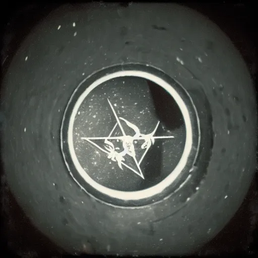 Image similar to baphomet's curse manhole in the night sky, polaroid photo, perfect photo, photo pinterest