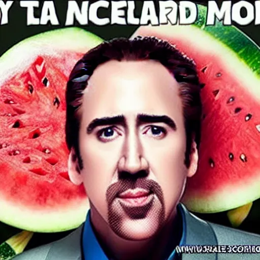 Image similar to nicholas cage eat watermelon