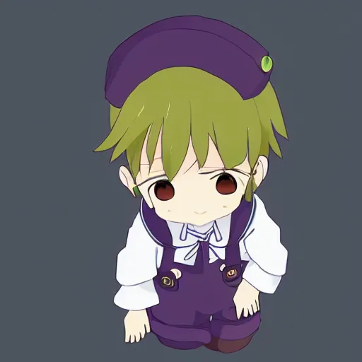 Image similar to cute little boy wearing an sailor suit, purple color palette, inspired in made in abyss and hirohiko araki, ray tracing