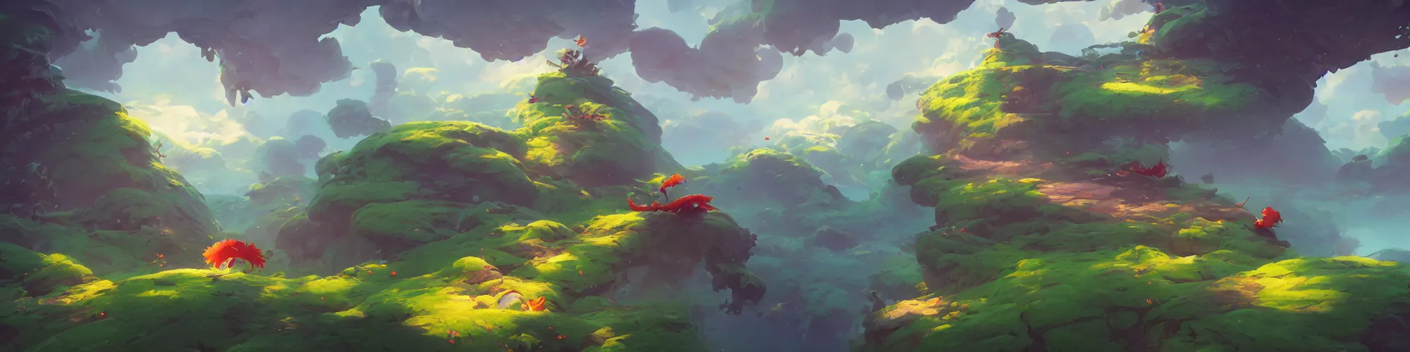 Image similar to 3 6 0 panoramic dynamics matte painting acrylic blur oil wonderland yoshi kurbi dofus, hight contrast,, behance hd by jesper ejsing, by rhads, makoto shinkai and lois van baarle, ilya kuvshinov, rossdraws global illumination