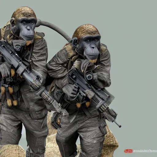 Image similar to monkey navy seals, 4 k, photorealistic, detailed