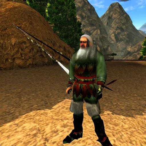 Image similar to metin 2 warrior hiking in the mountains