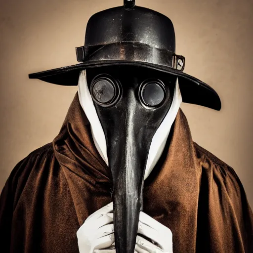 Prompt: The Plague doctor, steampunk style, studio portrait photo, 50mm lens