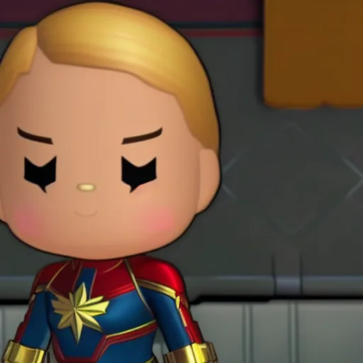 Prompt: Film still of Captain Marvel, from Animal Crossing: New Horizons (2020 video game)