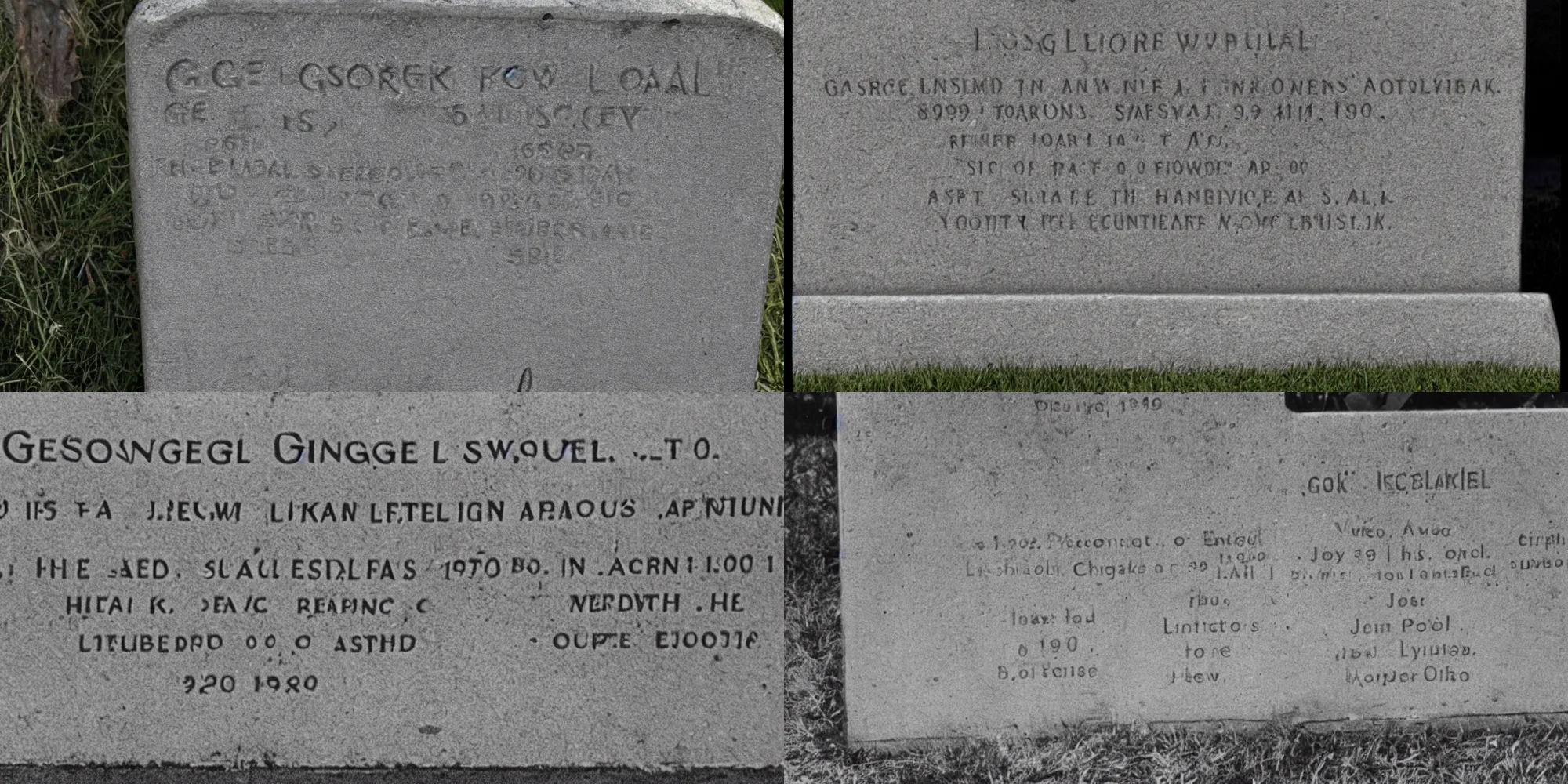 Prompt: George Lincoln Rockwell tombstone, born april 1920, died september 1960, full shot photograph