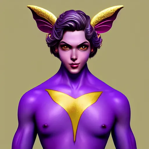 Image similar to fairy prince, gold on purple, by artgerm and eko nugroho, trending on artstation