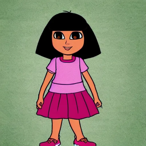 Prompt: dora the explorer as real girl, in lowbrow style