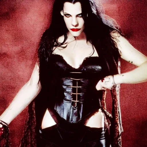 Image similar to full body phot of liv tyler as a vampire warrior