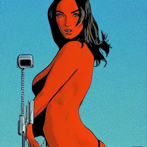 Image similar to “ megan fox retro minimalist portrait by jean giraud, moebius starwatcher comic, 8 k ”