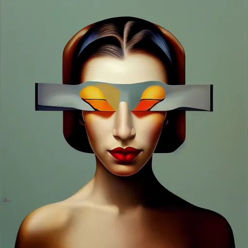 Prompt: a painting of a woman, an ultrafine detailed painting by rafal olbinski, behance contest winner, pop surrealism, detailed painting, very detailed, minimalist, airbrush art