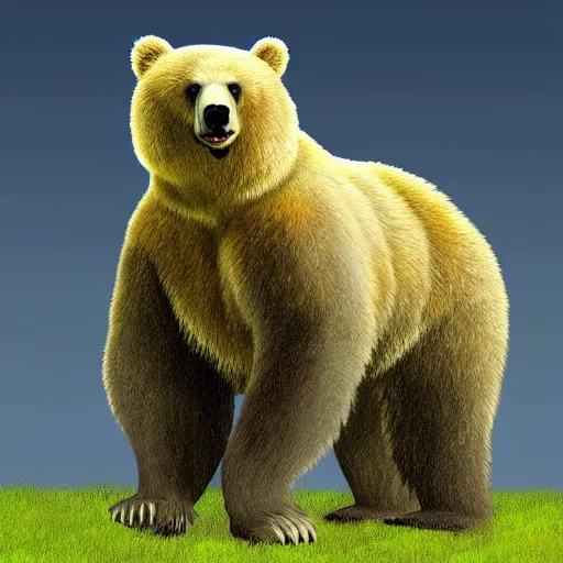 Prompt: scary bear standing on 2 legs, huge bear, taller than the trees, forest, colossal bear, digital art