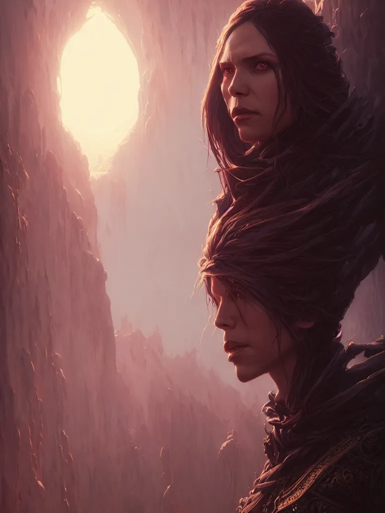 Image similar to highly detailed portrait of mazikeen demon, stephen bliss, unreal engine, fantasy art by greg rutkowski, loish, rhads, ferdinand knab, makoto shinkai and lois van baarle, ilya kuvshinov, rossdraws, tom bagshaw, global illumination, radiant light, detailed and intricate environment