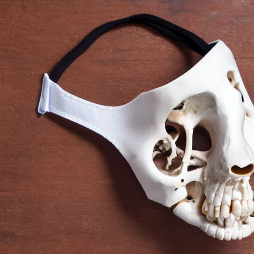 Image similar to horrifying face mask made of bone and onyx