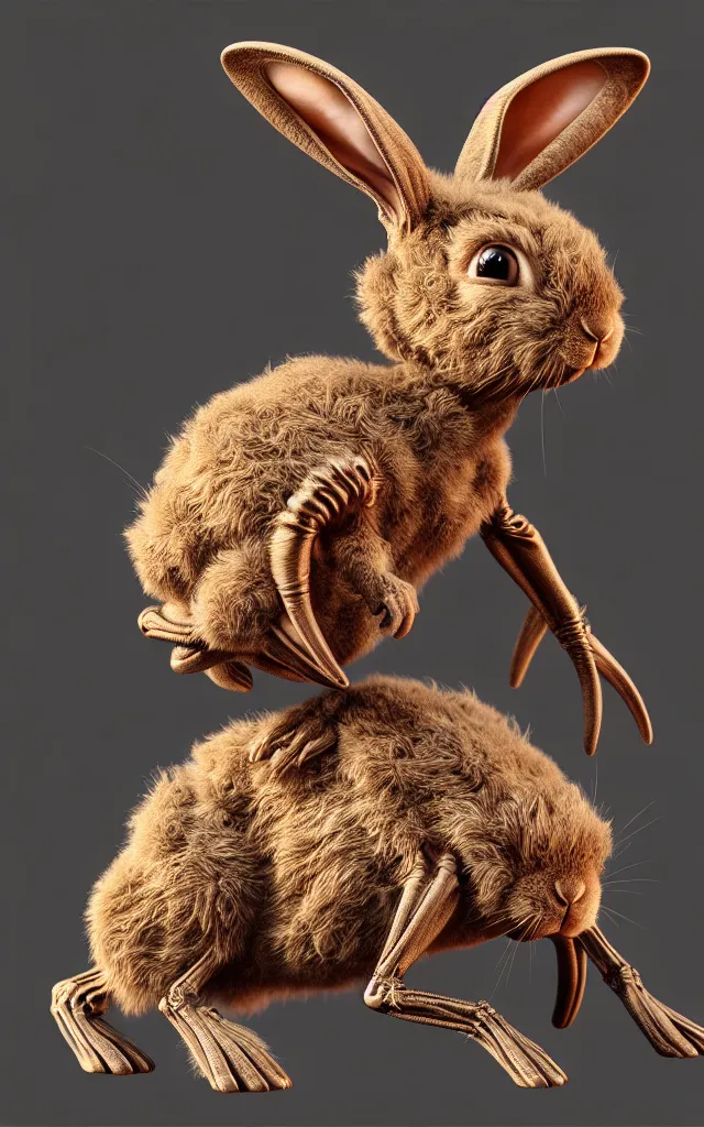 Prompt: alien baby bunny rabbit, unreal engine, canvas, warm color palette, 3 d, super - resolution, dust - bunny, insanely detailed and intricate, elegant, ornate, hyper realistic, super detailed