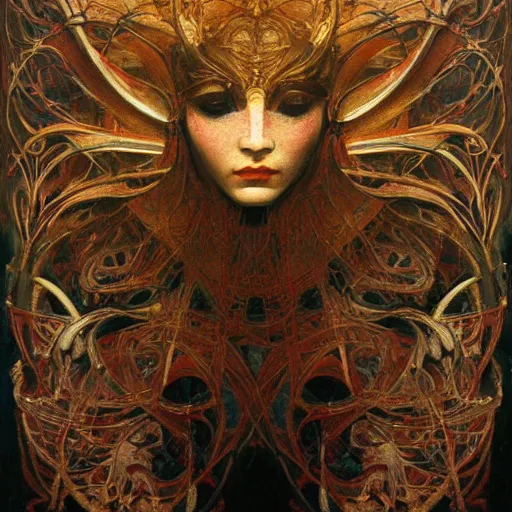 Image similar to masterpiece painting of a facemask made of stylized flowers, by annie swynnerton and jean delville and tino rodriguez and john watkiss, flower mask, art deco shaman, symbolist, dramatic lighting, god rays, elaborate geometric ornament, modern realism, clean crisp graphics, soft cool colors, smooth, sharp focus, extremely detailed