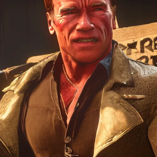 Image similar to Arnold Schwarzenegger in red dead redemption 2 4K detail