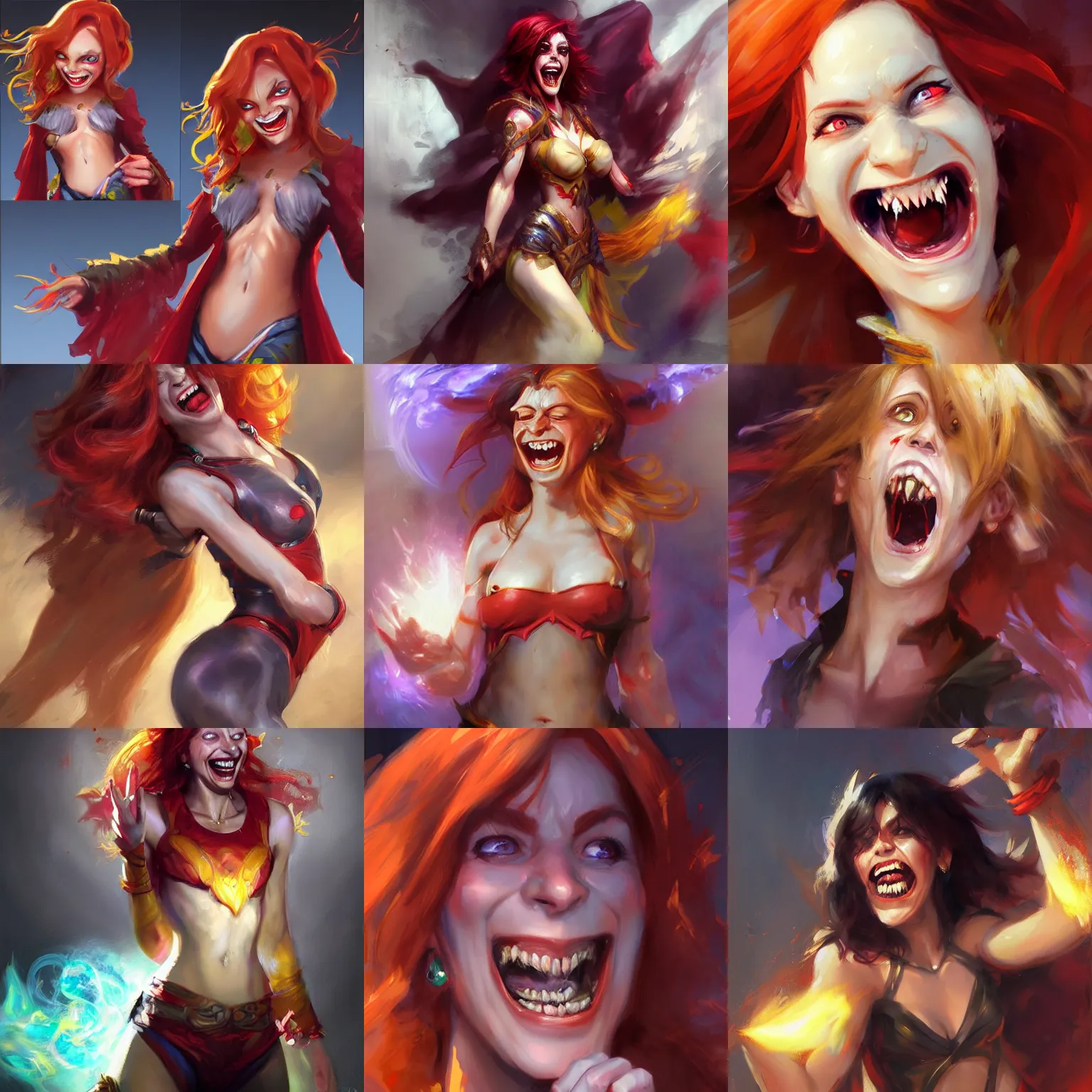 Prompt: maniacally laughing Lina Inverse by Daniel Gerhartz, trending on ArtStation