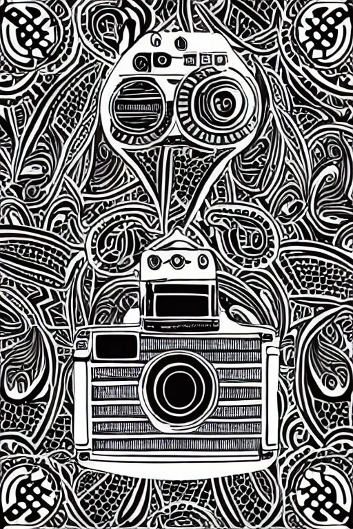 Image similar to minimalist boho style art of a camera, illustration, vector art