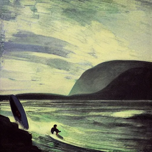 Image similar to “ surfing on the hudson river, hudson river school, by george bellows ”