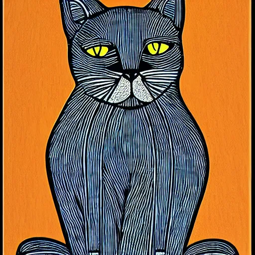 Image similar to cat woodcut print by Julie de Graag