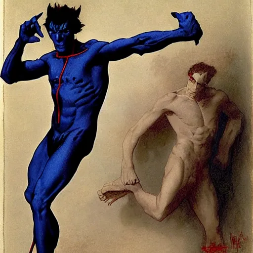 Image similar to Nightcrawler from the X-Men by William Adolphe Bouguereau