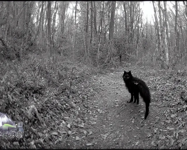 Image similar to standing werewolf caught on a trail cam