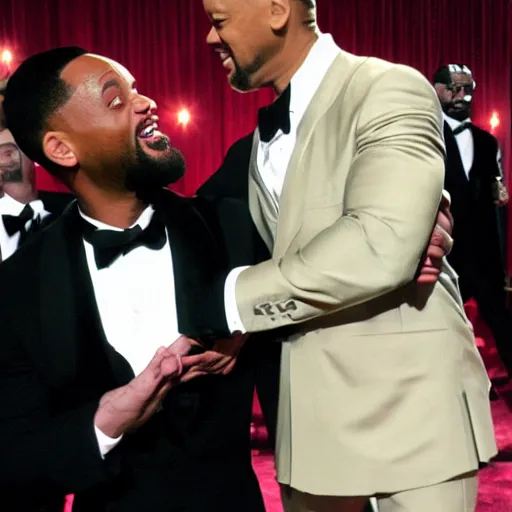 Prompt: Jesus slapping Will Smith at the oscars, photorealistic