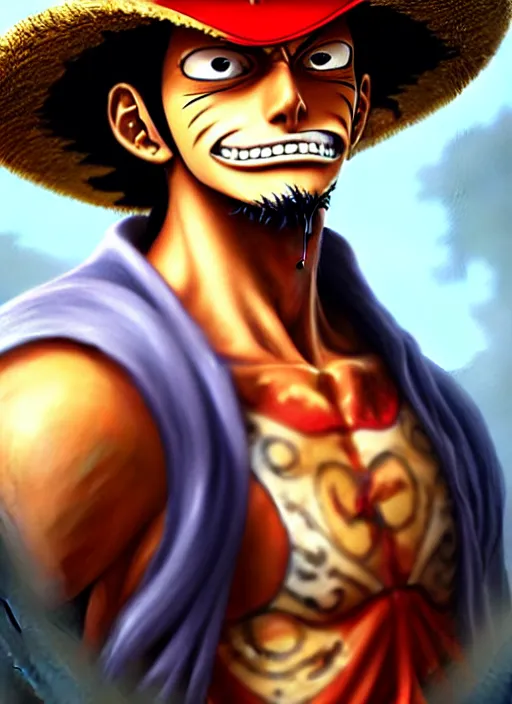 Image similar to a _ fantasy _ style _ portrait _ painting _ of luffy strawhat _ painting _ unreal _ 5 _ daz. _ rpg _ portrait _ extremely _ detailed _ artgerm _ greg _ rutkowski _ greg