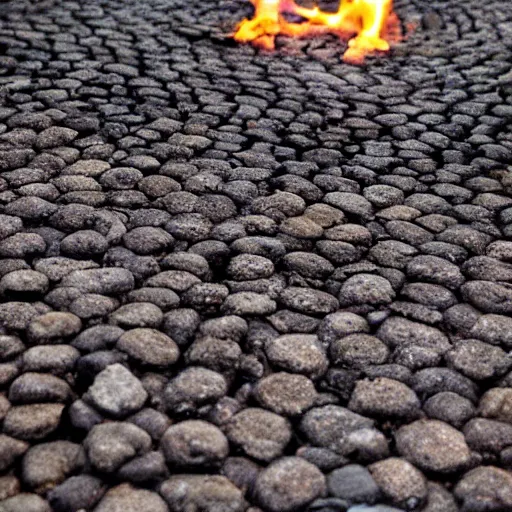 Prompt: bare feet walking over hot coals