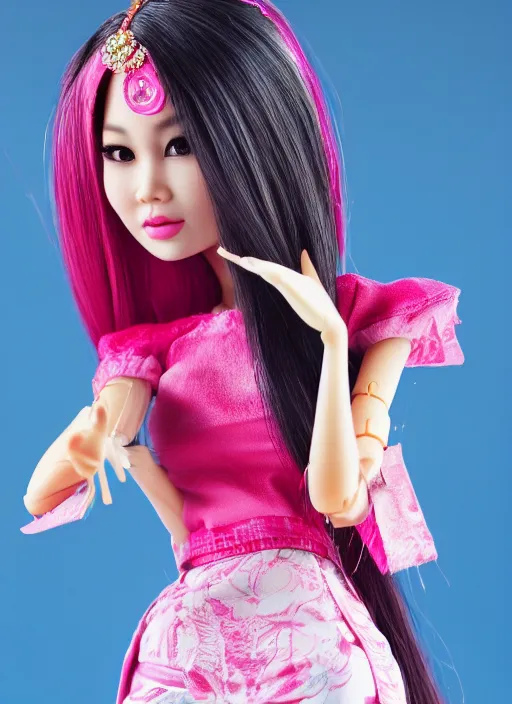 Prompt: photography of Asian Barbie doll, promotional material, award winning photography, 4K HD