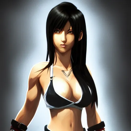 Image similar to concept art of tifa lockhart with full body tattoos, trending on artstation