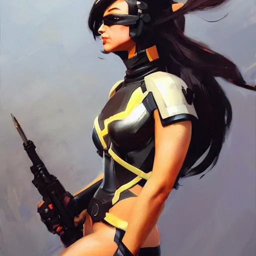 Image similar to greg manchess portrait painting of armored x - 2 3 laura kinney as overwatch character, medium shot, asymmetrical, profile picture, organic painting, sunny day, matte painting, bold shapes, hard edges, street art, trending on artstation, by huang guangjian and gil elvgren and sachin teng