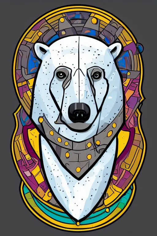 Image similar to Portrait of a polar bear in medieval armor, knight, medieval, sticker, colorful, illustration, highly detailed, simple, smooth and clean vector curves, no jagged lines, vector art, smooth