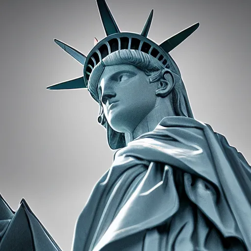 Image similar to Tom Holland as the statue of liberty, unreal engine, octane render