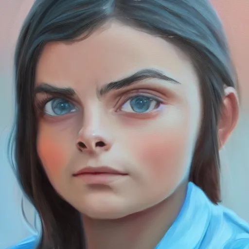 Prompt: closeup oil painting of Dafne keen, digital art, 4k resolution