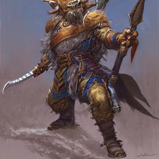 Image similar to Halberd wielding bugbear as a fantasy D&D character, portrait art by Donato Giancola and James Gurney, digital art, trending on artstation