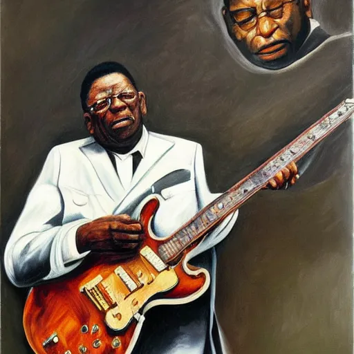 Image similar to high quality high detail painting by lucian freud, hd, portrait of bb king