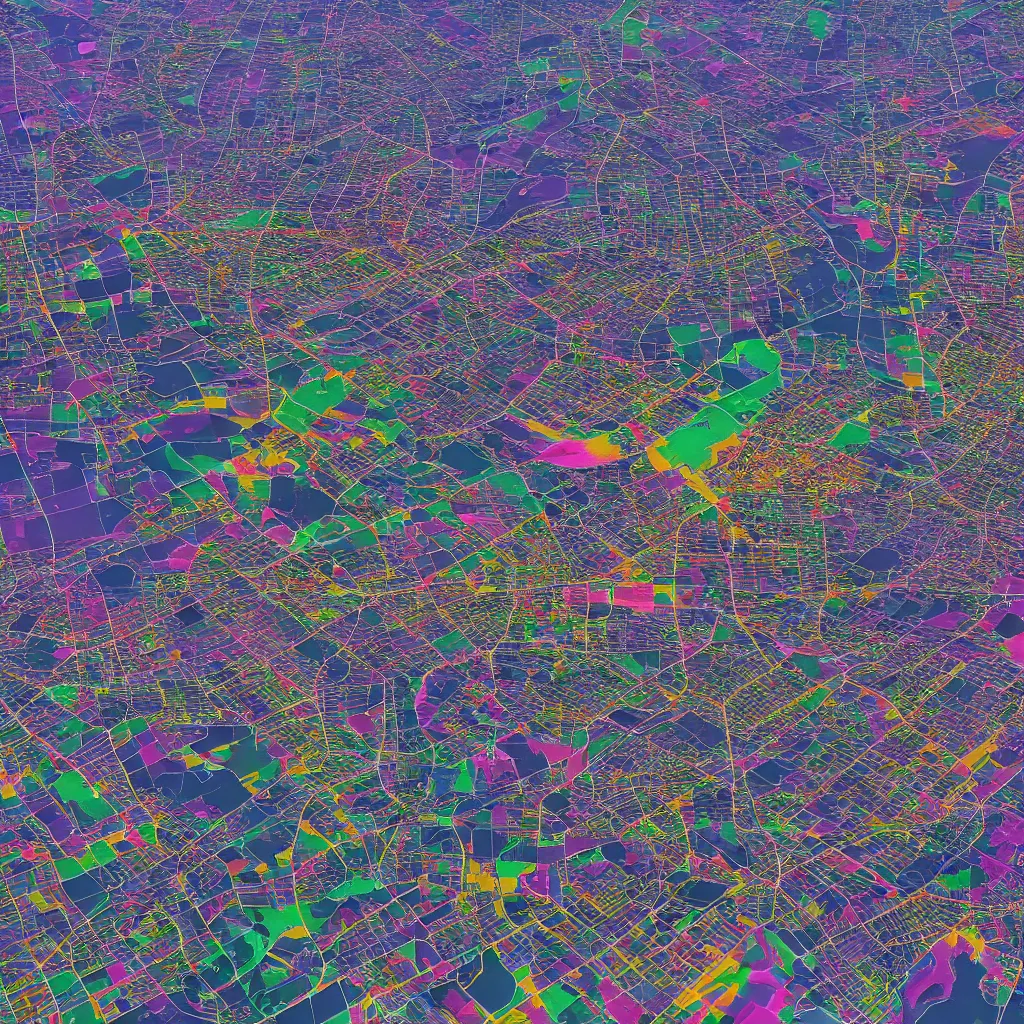 Prompt: multilayered maps of cities from the future, very colorful, 3d rendered, octane, hyperrealistic, sentinel