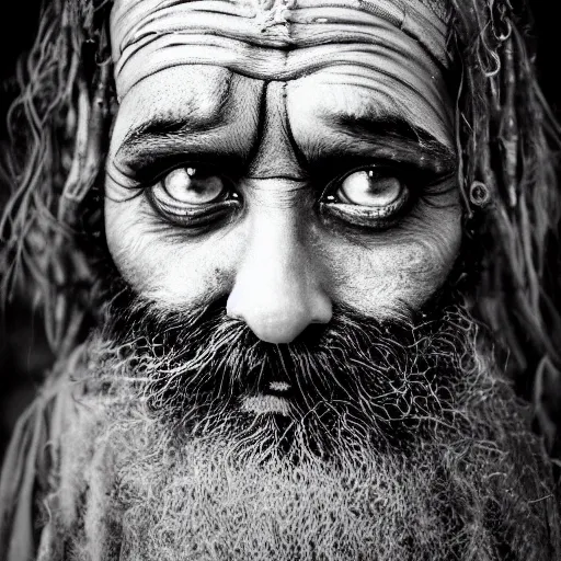 Prompt: realistic exposed expired fuji film portrait of aghori sadhu, hyperrealism, hypermaxiymalism, photorealistic, detailed, atmospheric, 8 k, award winning photography, cinematic