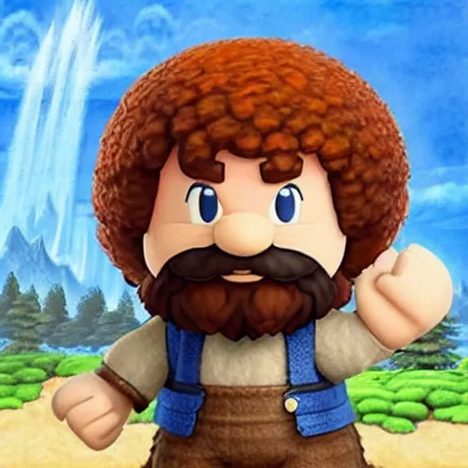 Image similar to Bob Ross character reveal for Super Smash bros ultimate