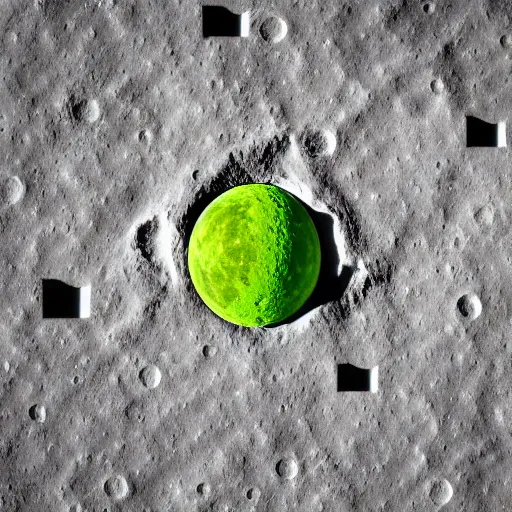 Image similar to a photography of a green soccer pitch on the moon, extreme long shot, realistic