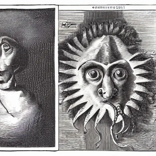 Image similar to chimaera with the face of Galileo Galilei