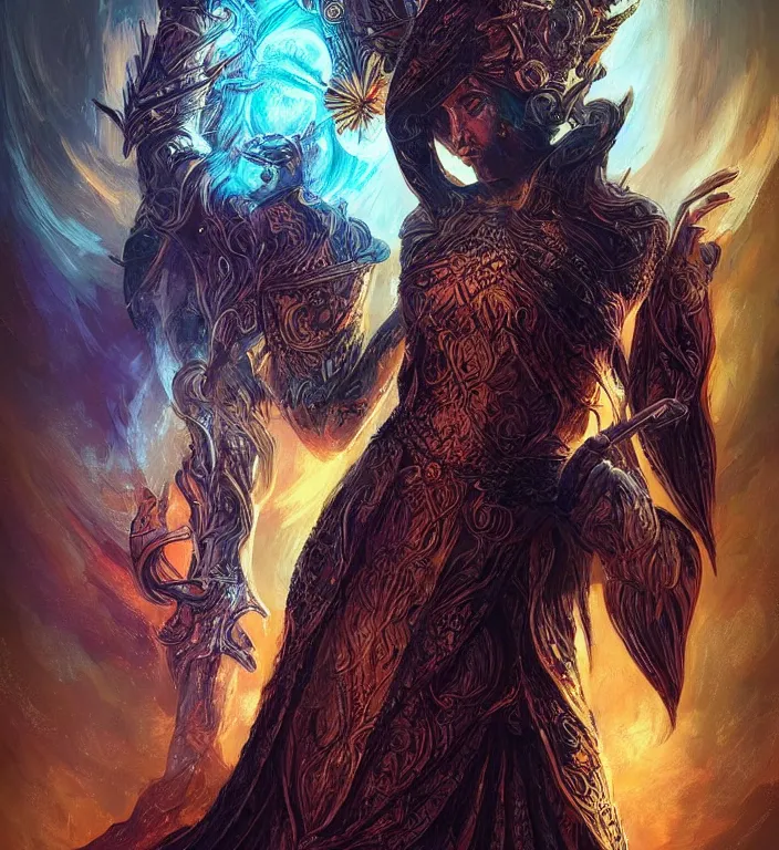 Image similar to a goddess, tarot card, dark souls colour scheme, coherent, kerem beyit, Karol Bak, featured on artstation, instagram HD