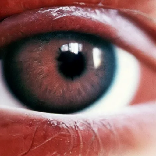 Prompt: I can see it in your eyes, closeup of eye that goes deeper to another eye, then another,