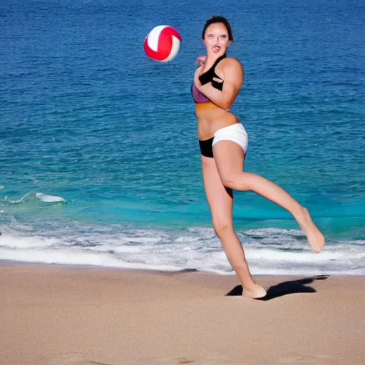 Image similar to attractive mermaid playing volleyball, photo, in the style of photography