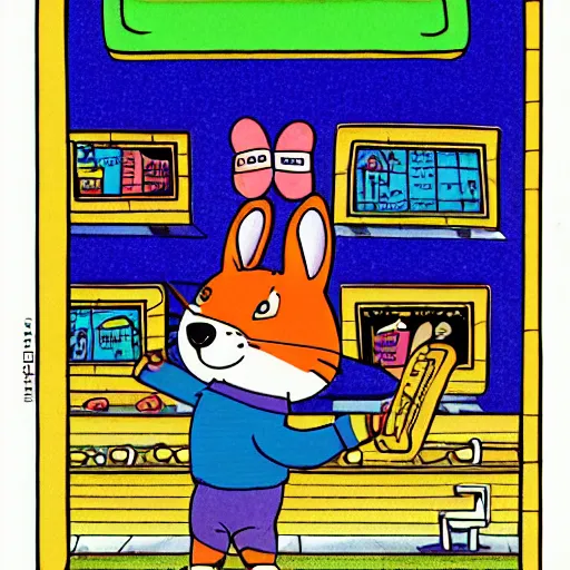 Image similar to a dog at the gym by richard scarry