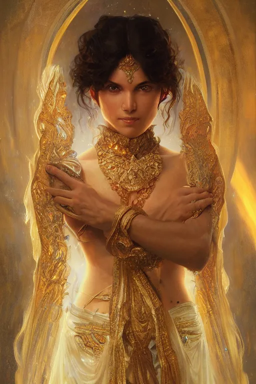 Image similar to ashtar sheeram portrait, detailed, 8 k, trending on artstation, smooth, sharp focus artwork by mark arian, artgerm, mark keathley, greg rutkowski and alphonse mucha