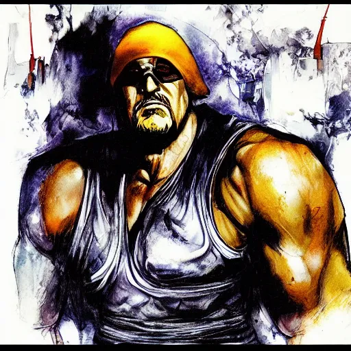 Prompt: Hulk Hogan as the pope, drawn by Yoji Shinkawa, water color