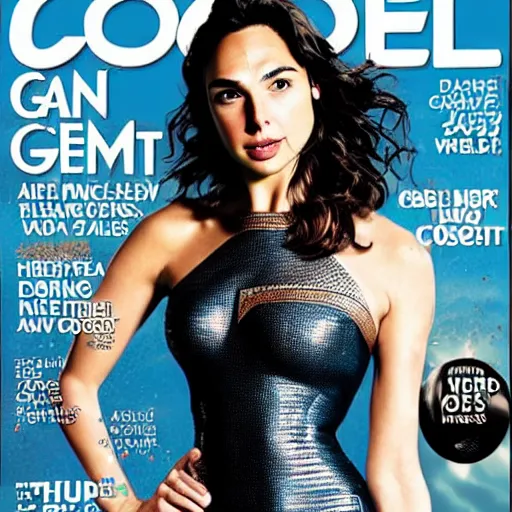 Prompt: gal gadot lizard obese, covier of a female magazine